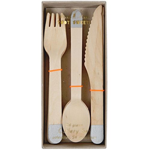 [MeriMeri]Silver Wooden Cutlery Set(8세트)_ME143416