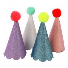 [MeriMeri] 메리메리-Glitter Party Hats With Pom Poms (8개 세트)_ME145981