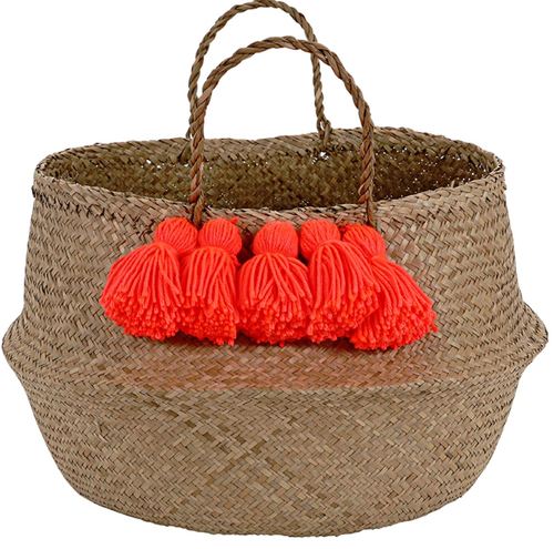 [MeriMeri]Neon Coral Tassel Basket